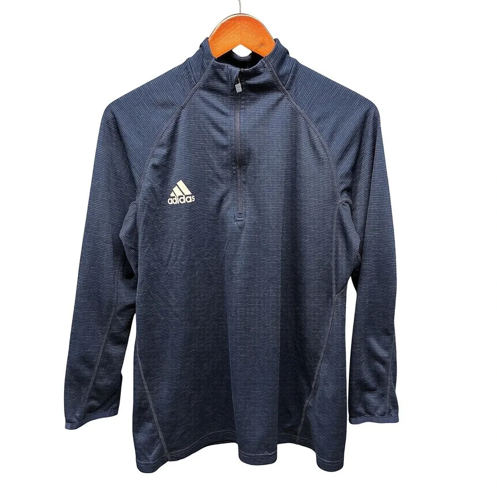Adidas Quarter Zip Pullover Shirt Mens L Navy Blue Activewear Golf Athleisure